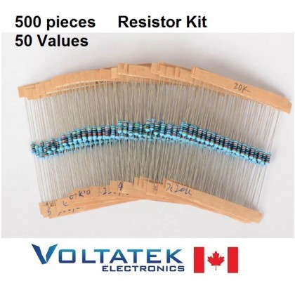 500 Pieces 1/4W 0.25W 50 ValuesX10pcs 1% Metal Film Resistor Assorted Kit