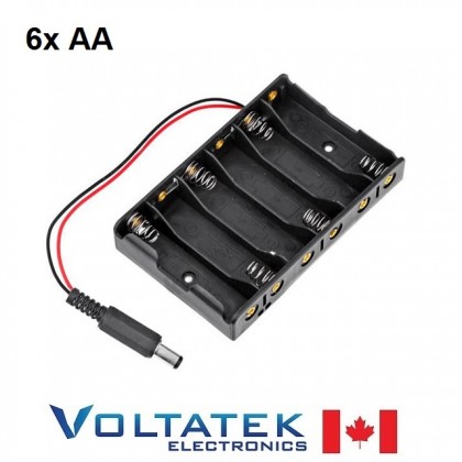 Battery Holder box 6x AA (9V total) with 2.1mm DC Jack
