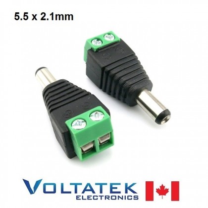 2.1 x 5.5mm DC Power male Plug Jack Terminal Block Adapter
