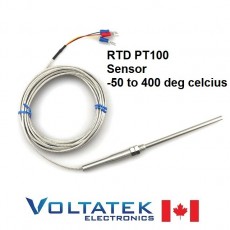 RTD PT100 Temperature Sensor 2m Cable 100mm Long -50 to 400deg Celcius Stainless Probe
