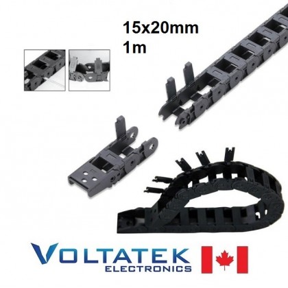 Drag Chain Cable Carrier 15x20mm x 1 meter with End Connectors 1000mm