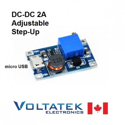DC-DC 2A Adjustable Boost Step-Up Module with Micro USB