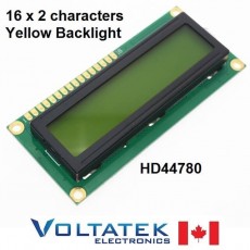 16x2 Character LCD Display Module Yellow Backlight HD44780 1602